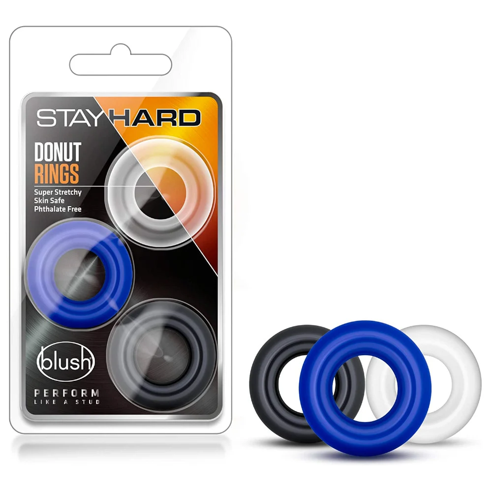 Blush Stay Hard Waterproof Silicone Cock Rings - 3 Pack