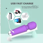 Mini Rechargeable Vibrator Wand with Patterns & Speeds PURPLE