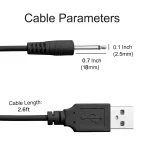 mm USB Replacement Cable DC Charging Black