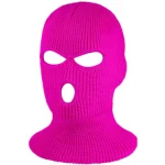Knit Balaclava Face Mask Open Eye and Mouth Hot Pink1a