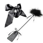 Feather Tickler and Leather Slapper with Satin Eye Mask – Black