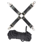 Faux Leather Cross Strap and Rope Black