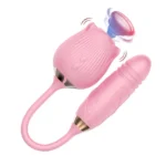 Rechargeable Rose Vibrator with Powerful Suction and Thrusting Light Pink