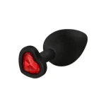 Silicone Anal Plugs with Jewel Black Clear Gem