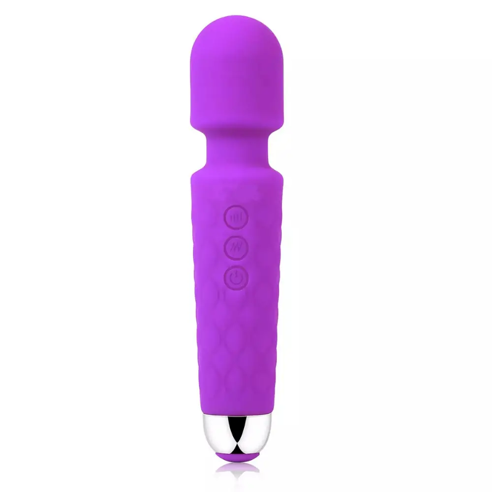Silicone Wand Vibrator with Patterns & Speeds Waterproof Purple opt