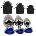 Stainless Steel Anal Plugs with Jewel Chrome BlueGem