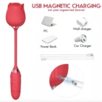 Rechargeable Rose Vibrator with Powerful Suction and Thrusting Light Pink