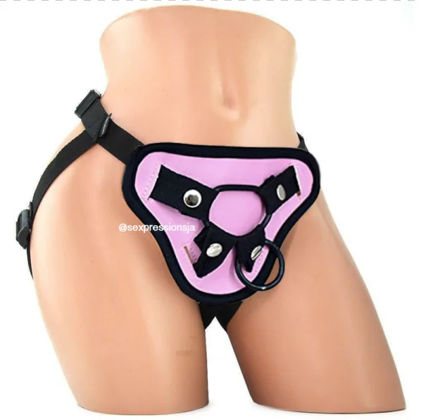 Universal Strap On Harness with Two O Rings Up to inch Waist Pink