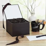 Hallmark Inch Large Black Gift Box with Lid and Ribbon Black