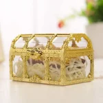 Small Vintage Jewelry Box Golden Geometric e