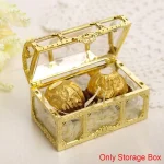 Small Vintage Jewelry Box Golden Geometric e