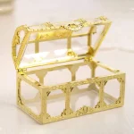 Small Vintage Jewelry Box Golden Geometric e