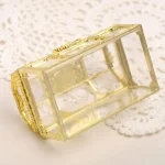 Small Vintage Jewelry Box Golden Geometric e