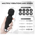 Mini Personal Wand Massager Speeds Patterns Black