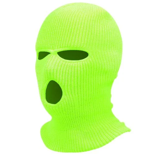 Knit Balaclava Face Mask Open Eye and Mouth Neon Green