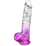 Life Like Clear Inches TPE Jelly Dong with Balls Clear Gradient Purple