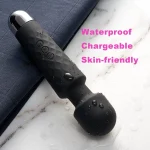 Quiet Waterproof Patterns and Speeds Rechargeable Wand Black