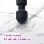 Quiet Waterproof Patterns and Speeds Rechargeable Wand Black