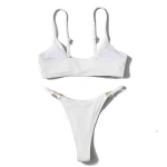 High Waist Bikini Swimsuits White Gold