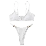 High Waist Bikini Swimsuits White Gold