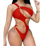 Sleeveless Strappy Tie Knot Backless One Piece Red