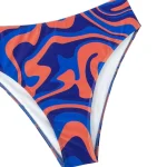 Boho All Over Print High Waist Criss Cross Bikini Set Orange Blue