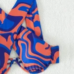 Boho All Over Print High Waist Criss Cross Bikini Set Orange Blue