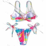 Push Up Underwire Bikini Set Piece Allover Print Rainbow