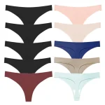 Silky Satin Seamless Thong Underwear Blue