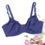 Non Padded Underwire Lace Cotton Lined Bra Blue