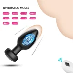 Silicone Vibrating Butt Plug with RC Black
