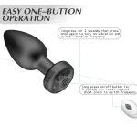 Silicone Vibrating Butt Plug with RC Black