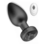 Silicone Vibrating Butt Plug with RC Black