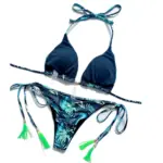 High Waist Brazilian Thong Bikini Swimsuit Set Green Palms