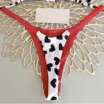 High Waist Brazilian Thong Bikini Swimsuit Set Hearts:White Red Set