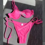 One Shoulder Mesh Patchwork Bikini Set Blue