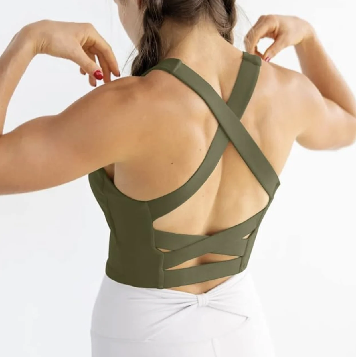 Racer Back Push Up Sports Bra Lime Green