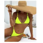 Sling Bikini Set with Metallic Decorative Buckles Two Piece Neon Green