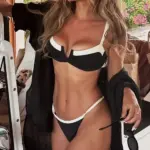 Solid Patchwork Brazilian Thong Bikini Swimsuit Black White