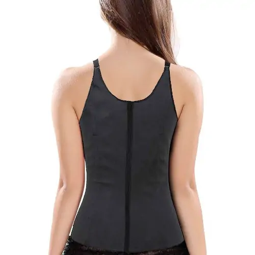 Latex Waist Training Steel Boned Underbust Corset Black
