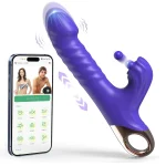 App Controlled Thrusting Vibrating Rabbit Dildo Purple