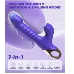App Controlled Thrusting Vibrating Rabbit Dildo Purple