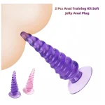 Soft Spiral Threaded Anal Plug Inches Purple