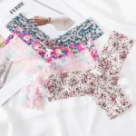 Low Waist Ruffled Lace Floral Panties White Floral