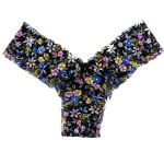 Low Waist Ruffled Lace Floral Panties Black