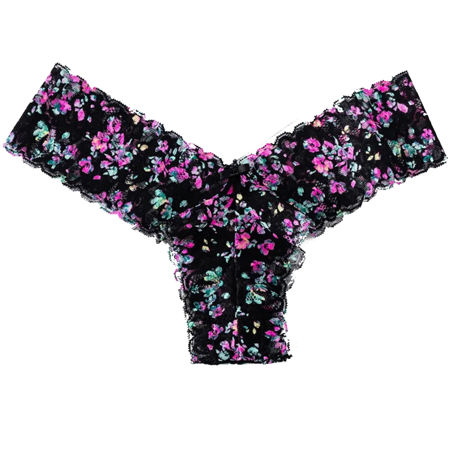 Low Waist Ruffled Lace Floral Panties Black