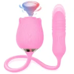 Rechargeable Rose Vibrator with Powerful Suction and Thrusting Light Pink
