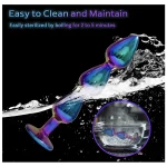 Colorful Stainless Steel Metal Anal Butt Plug Inches Triple Bead