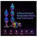 Colorful Stainless Steel Metal Anal Butt Plug Inches Triple Bead
