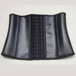Latex Short Waist Cincher with Steel Bones Hook Rows Black OPT